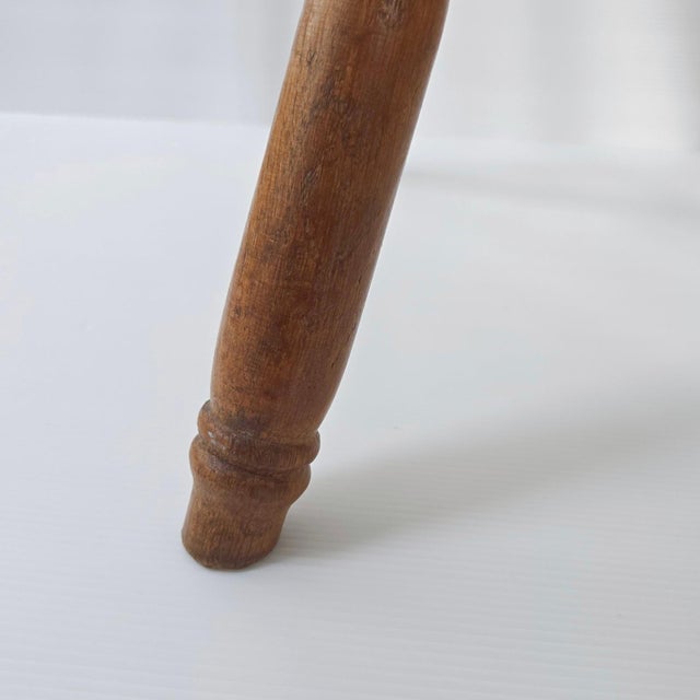 Blue Superb Vintage Brutalist Stool 1950 in Oak, 4 Legs, 50s For Sale - Image 8 of 12