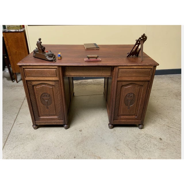 Antique Art Nouveau Freestanding Desk, 1915 For Sale - Image 10 of 12