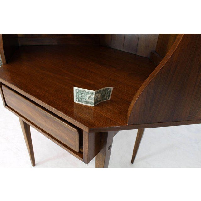 Mid Century Modern Two Piece Walnut Corner Desk Table Bookcase Hutch Chairish