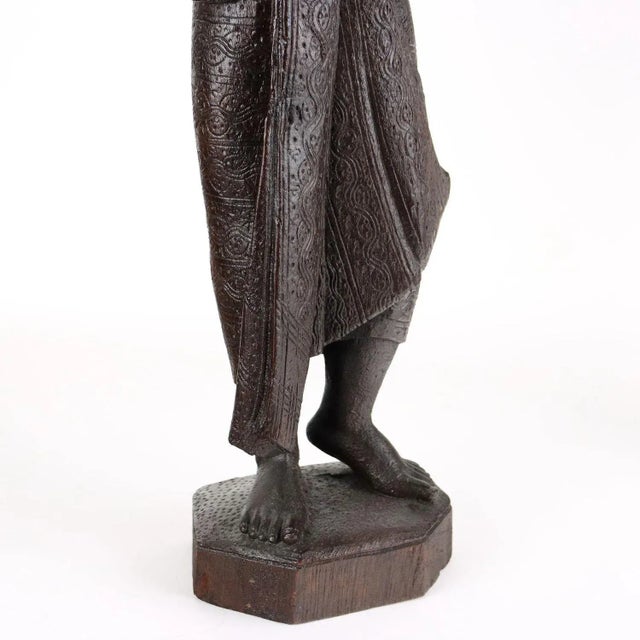 Antique Figurines in Wood, Burma, Early 20th Century, Set of 2 For Sale - Image 5 of 10