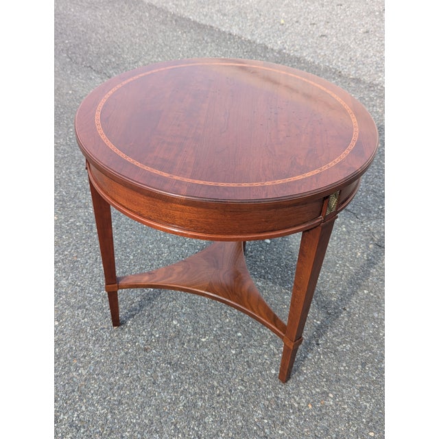 Brown Late 20th Century Stickley Edwardian Mahogany Round Occasional Table For Sale - Image 8 of 15