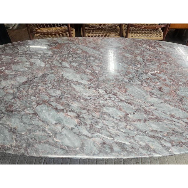 Mid 20th Century Exotic Marble Oval Italian Dining Table With Pedestal Base For Sale - Image 12 of 12