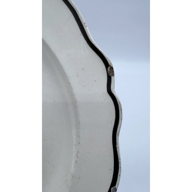Black A Very Nice Antique English Liverpool Creamware Plate With Black Transfer Ship, Circa 1780's For Sale - Image 8 of 14