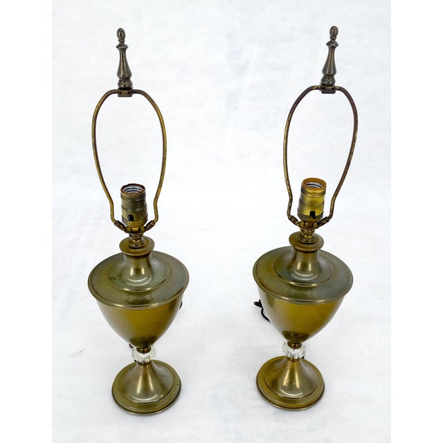 Pair of Urn Cup shape Brass Table Lamps c1940s