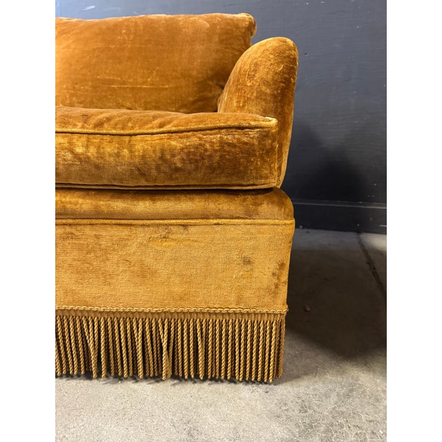 Pair of Italian Velvet Loveseats Fringe Sofa For Sale In New York - Image 6 of 12