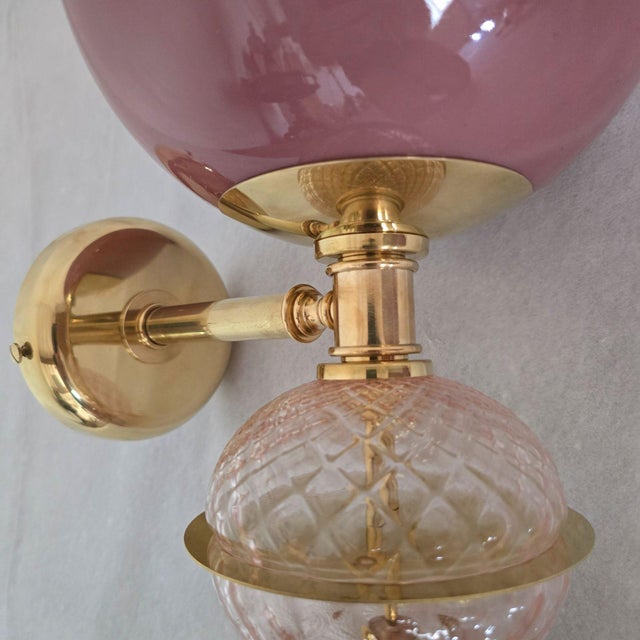1990s Mid Century Modern Purple Murano Glass Sconces - a Pair For Sale - Image 12 of 13