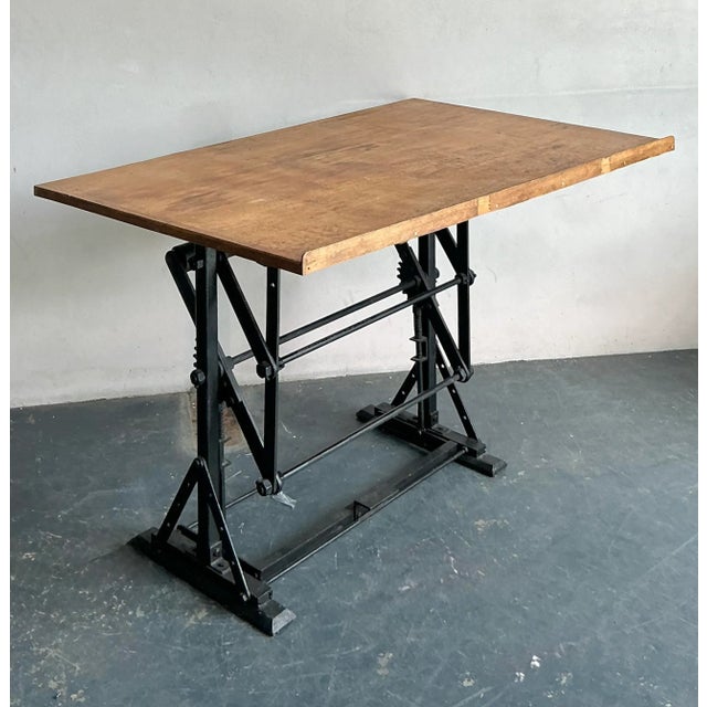 Mid 20th Century Vintage Boho Industrial Drafting Desk For Sale - Image 5 of 6