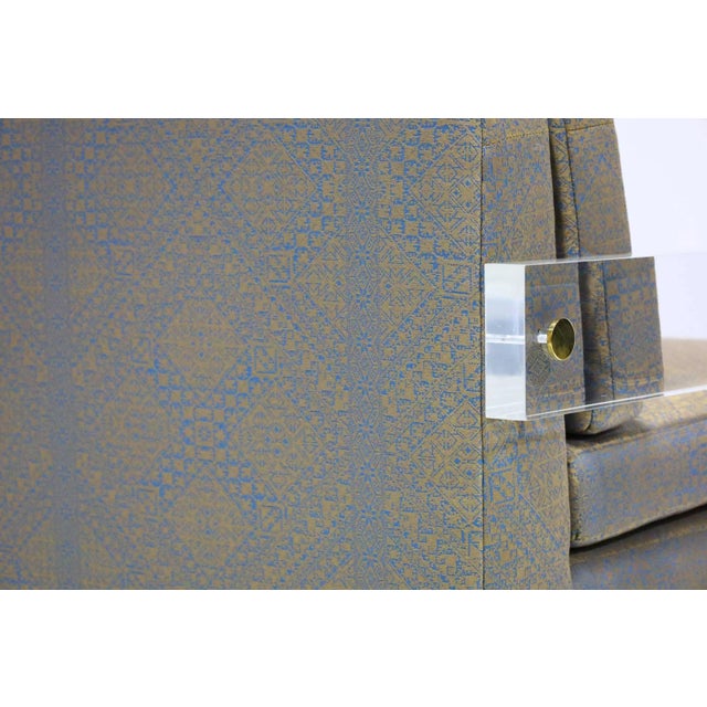 Blue Vladimir Kagan Settee in Donghia Silk/Cotton, Attributed For Sale - Image 8 of 10