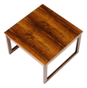 1960s Danish Modern Mid Century Square Rosewood Coffee Table — Figural Grain — Sled Base