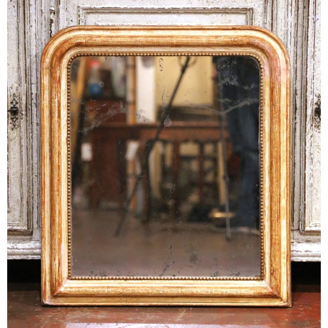 Late 19th Century 19th Century French Louis Philippe Two-Tone Giltwood and Beige Wall Mirror For Sale - Image 5 of 6