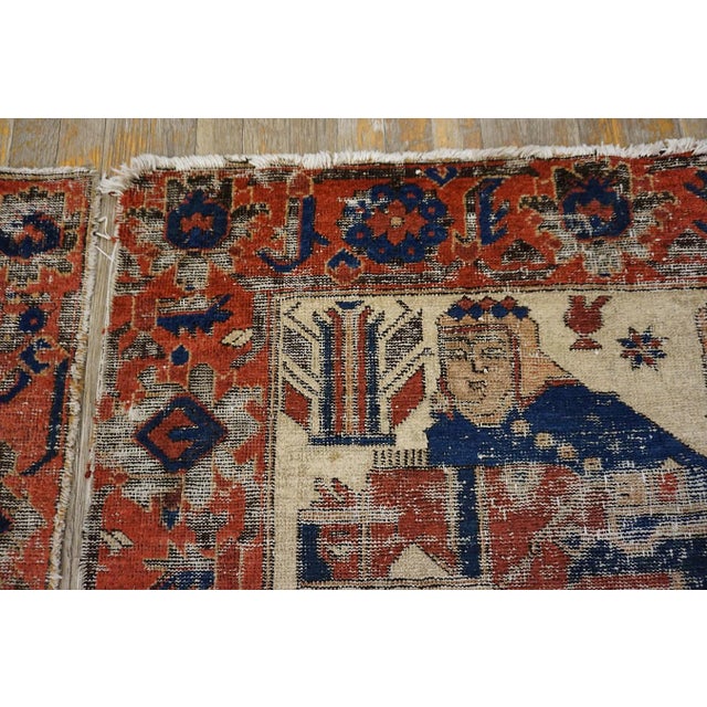 1900s Ivory Pair of Pictorial Baluch Ferdous Carpets ( 3'7" X 6'1") Handknotted Woo Rugs For Sale - Image 4 of 6