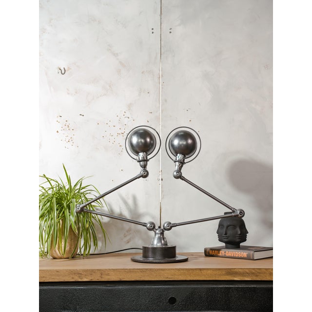 Metal Vintage French Industrial Table Lamp by Jean Louis Domecq, 1950s For Sale - Image 7 of 17