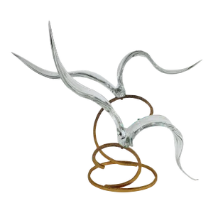 Licio Zanetti Murano Art Glass Sculpture Seagulls Signed