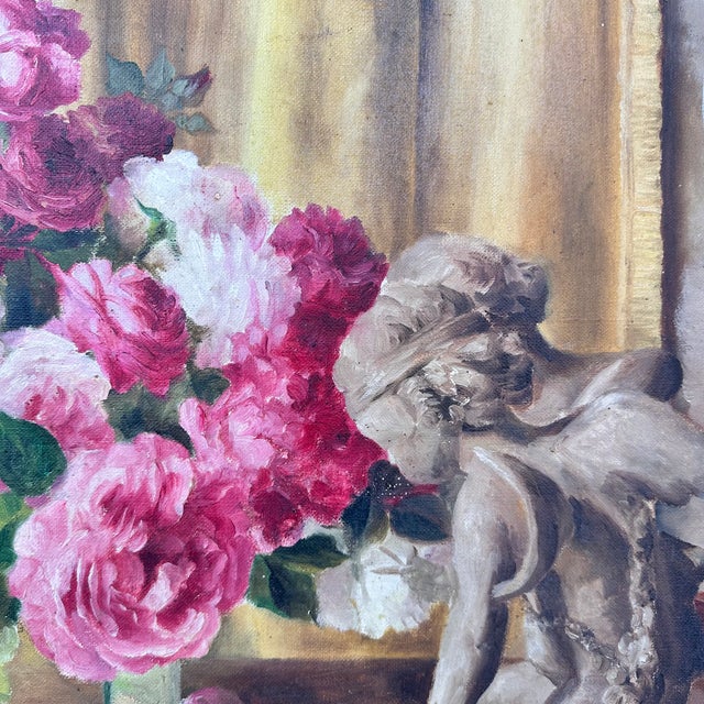 Solange Devienne, Still Life with Roses and Vase, 20th Century, Oil Painting on Canvas, Framed For Sale - Image 6 of 18