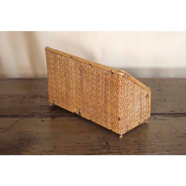 Woven and Bamboo Letter Holder or Desk Organizer For Sale - Image 4 of 8