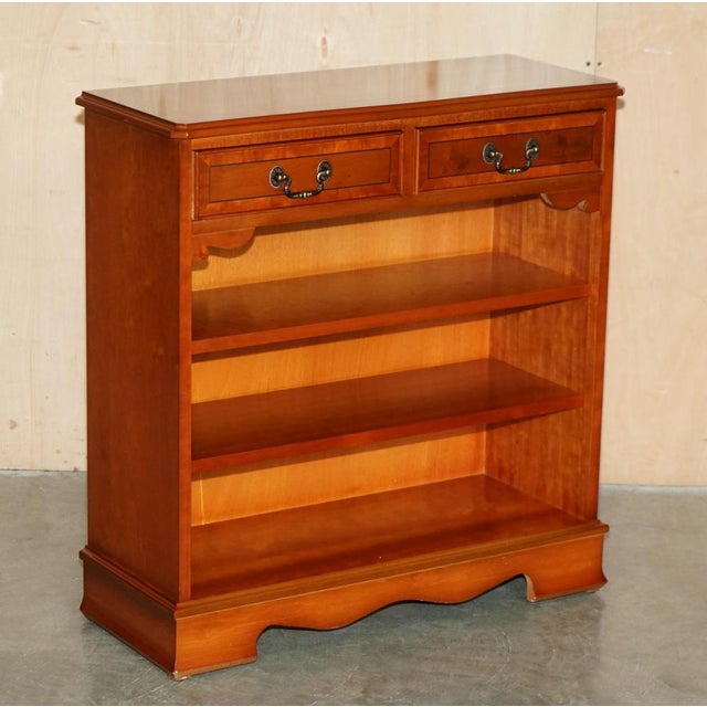 Lovely vintage Burr Yew wood open library bookcase / sideboard with drawers A good looking and utilitarian piece of...