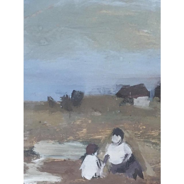 Baldo Gulberti, Enfants jouant en bord de rivière, 1953, Oil on Cardboard For Sale - Image 4 of 8