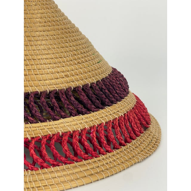 2000 - 2009 Basotho / Mokorotlo Straw Hat - Pink & Purple For Sale - Image 5 of 6