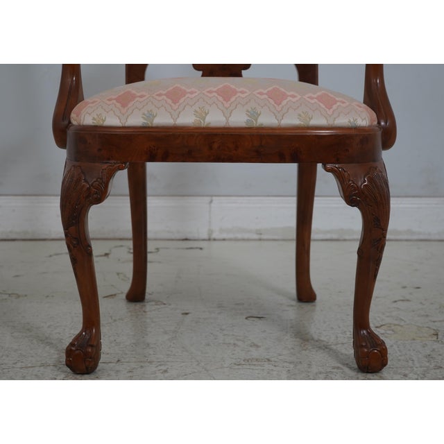 Pair of George III Style Burl Walnut Dining Armchairs For Sale In Philadelphia - Image 6 of 18