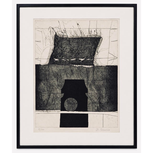 Mid-Century Black & White Geometric Abstract Painting, by Artist Scunio, 31.25” H X 24.25” W For Sale - Image 11 of 12