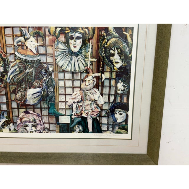 Circa 1992 Karen Salee Venetian Masks Lithograph Edition 2/850 For Sale - Image 4 of 12