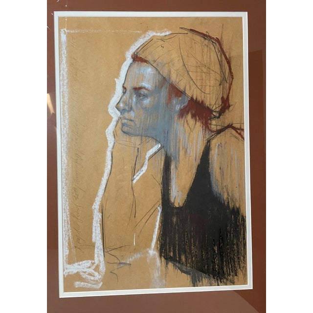 Sculpture Materials 1990s Original Hett Mixed Media Pastel Acrylic Ink Drawing Painting Lady Pop Portrait For Sale - Image 7 of 15
