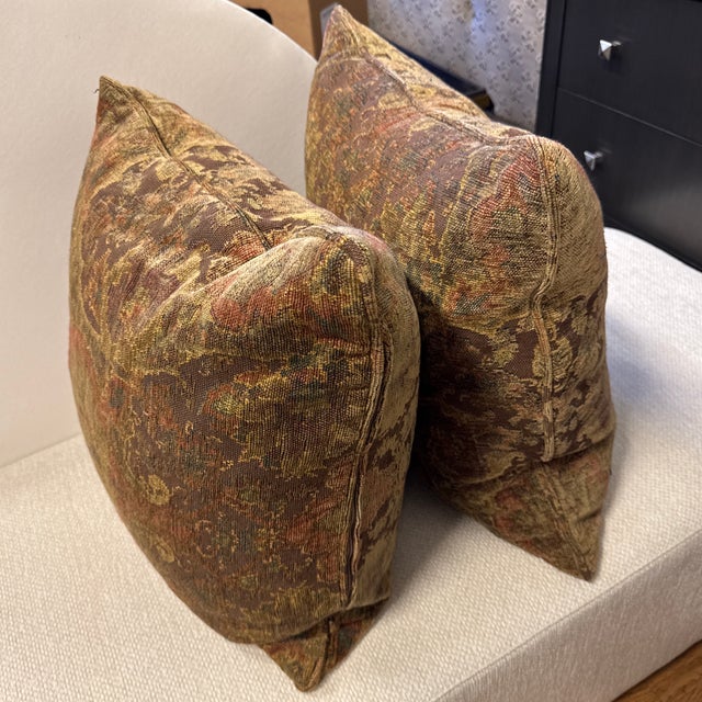 Crate & Barrel Tapestry Pillows, Pair For Sale - Image 10 of 12