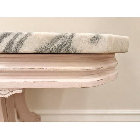 Late 20th Century Late 20th Century French Provincial Style Pedestal Side Table With Stone Top For Sale - Image 5 of 6
