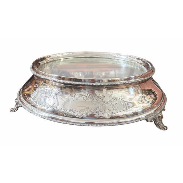 Antique Silver Mirrored Bureau Plateau Vanity or Cake Tray For Sale - Image 4 of 7