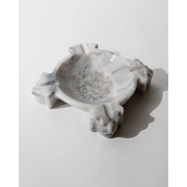 Mid-Century Mexican Marble Ashtray with Engraved Aztec Motif, 1970s For Sale - Image 6 of 12