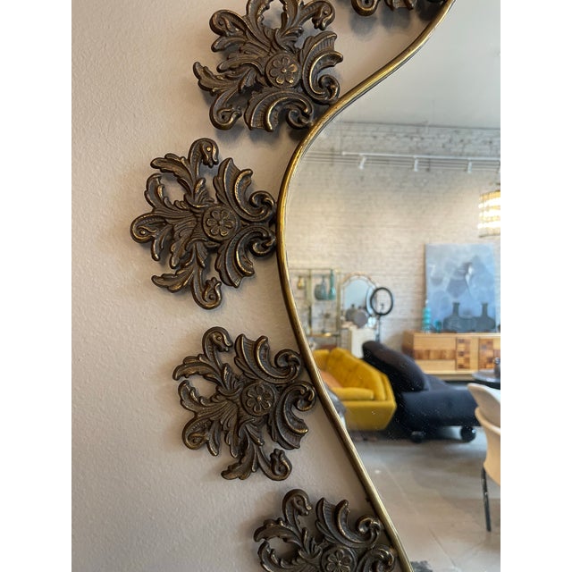 1970s Vintage Italian Brass Filigree Mirror With Matching Marble Floating Table - Set of 2 For Sale - Image 10 of 12