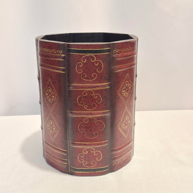 Bring the timeless romance of an English manor library into your space with this magnificent vintage octagonal wastepaper...