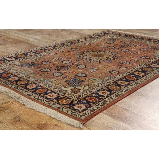 Textile Small Vintage Persian Tabriz Rug - 03'05 X 05'01 For Sale - Image 7 of 8