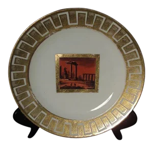 1810 Derby Orange Porcelain Classical Roman Forum Plate