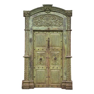 Large Indian Carved Wooden Door For Sale