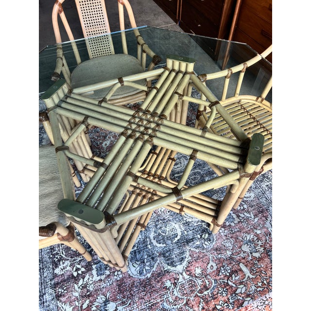 Drexel Heritage Vintage Drexel Heritage Rattan Dining Set For Sale - Image 4 of 6