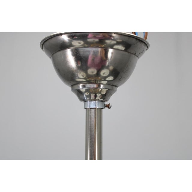 Art Deco Chrome and Glass Chandelier, Czechoslovakia, 1940s For Sale - Image 6 of 12