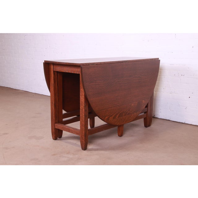 Gustav Stickley Mission Oak Arts & Crafts Gate Leg Drop Leaf Dining
