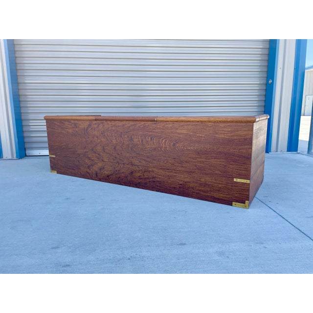 1960s Mid-Century Campaign Style Tiger Oak Daybed Sofa With Storage Drawers by Marge Carson For Sale - Image 11 of 13
