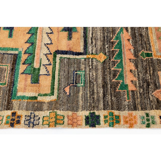 Modern Baluch Style Hand-Knotted Area Wool Rug – Abstract Geometric Tribal 6x8 For Sale In New York - Image 6 of 10