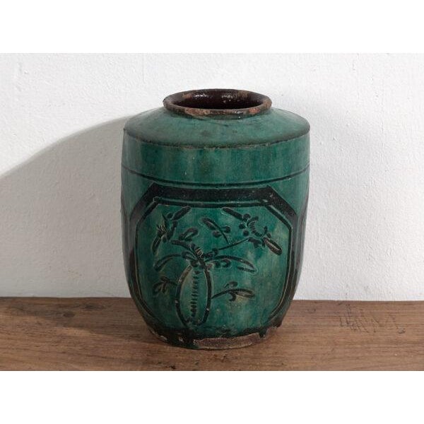 Green Antique Stoneware Pottery Vase For Sale - Image 8 of 8