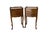 French side cabinets nightstand of 1970s. Massive oak and louis XV style. Each nightstand has three drawers. Good condition.