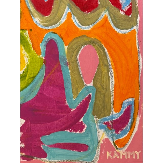 Textile Modern Pink Abstract Expressionist Painting by Kammy For Sale - Image 7 of 8