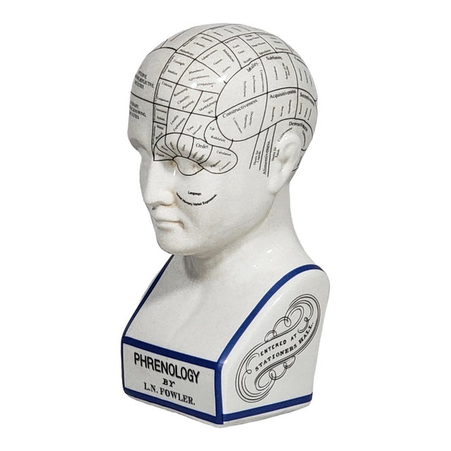 Vintage Style Porcelain Phrenology Head by l.n. Fowler / Ludgate Circus, London England For Sale
