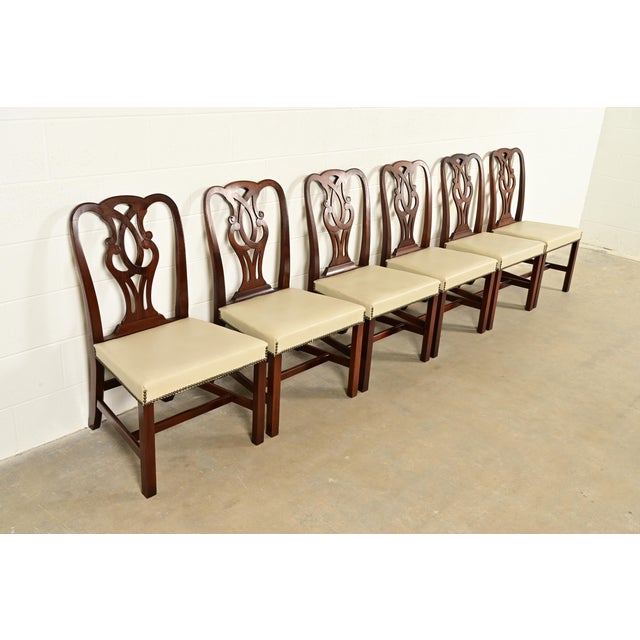 Baker Furniture Company Baker Furniture Georgian Carved Mahogany Dining Chairs, Set of Six For Sale - Image 4 of 13