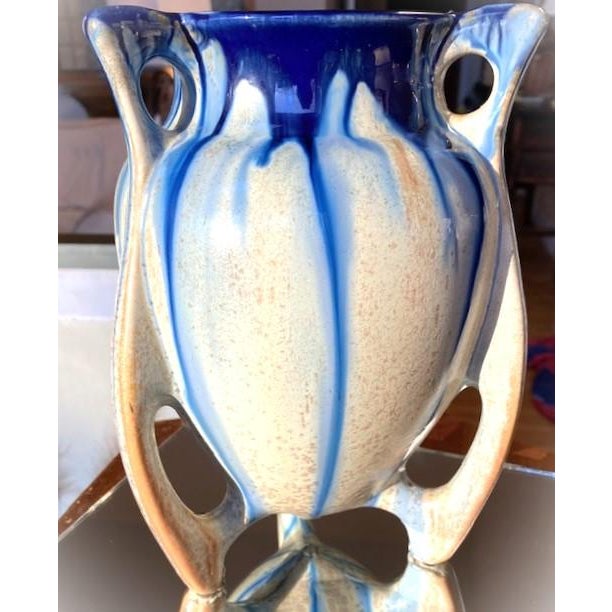 Art Nouveau Antique Belgian Pottery Space-Age Vase For Sale - Image 3 of 8