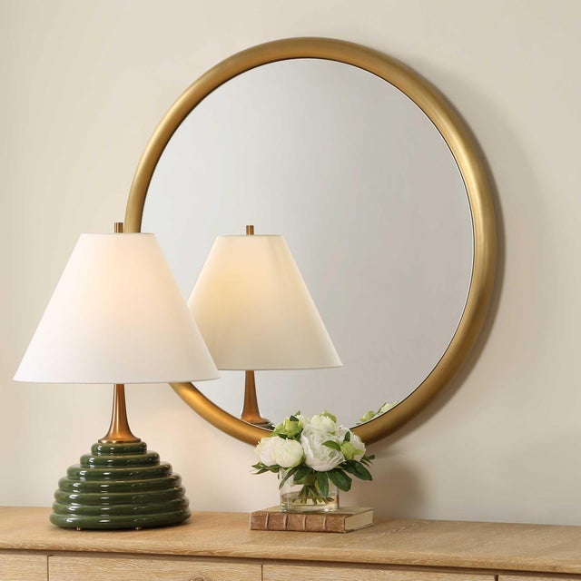 Modern Atkinson Modern Brass Round Mirror For Sale - Image 3 of 6