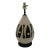 Late 20th Century Black & Ivory Geometric Chulucanas Pottery Lamp – Handcrafted Peruvian Art Bulb Shape For Sale