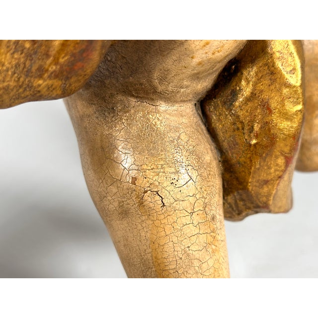 18th Century Baroque Polychrome Giltwood Putto Cherub Sculpture For Sale - Image 13 of 18