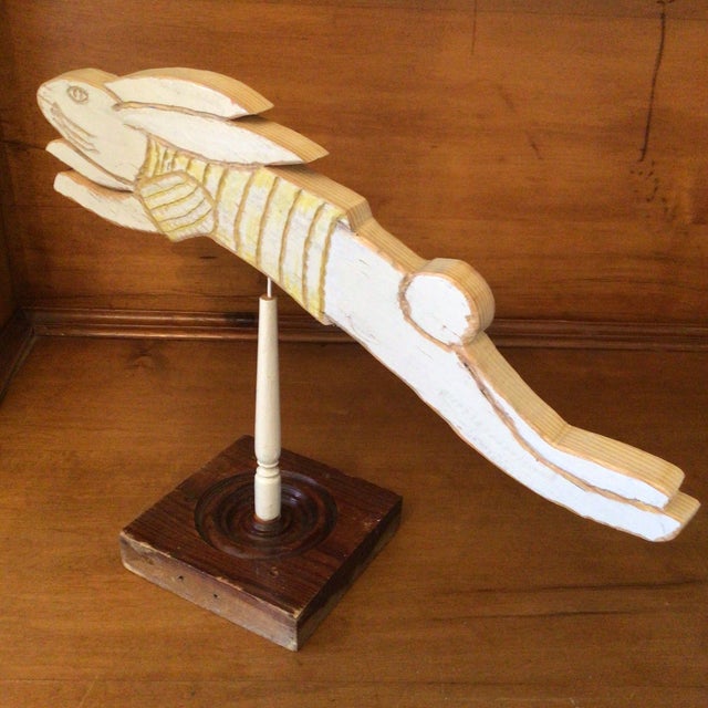 Folk Art Folk Art Jumping Rabbit on Victorian Door Moulding Button For Sale - Image 3 of 12